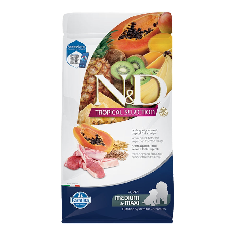 Farmina N&D Tropical Selection Lamb, Spelt, Oats & Tropical Fruits Puppy Medium & Maxi Dog Food
