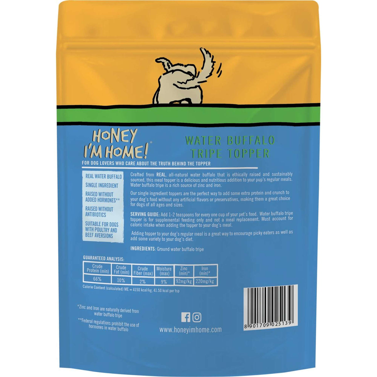 Honey I&#39;m Home Terrifically Tripe Water Buffalo Dog Food Topper