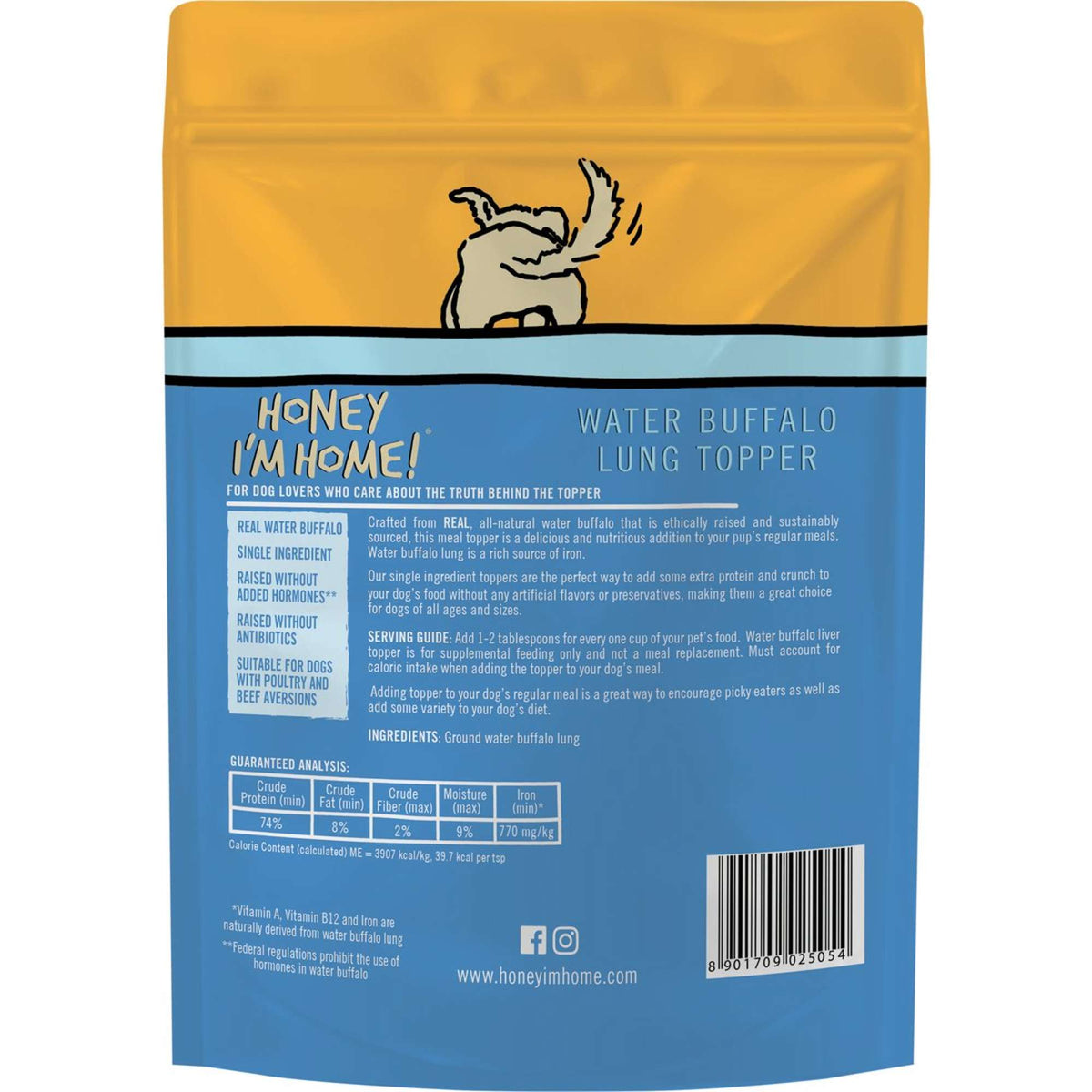 Honey I&#39;m Home Lip-Smackin&#39; Lung Water Buffalo Dog Food Topper