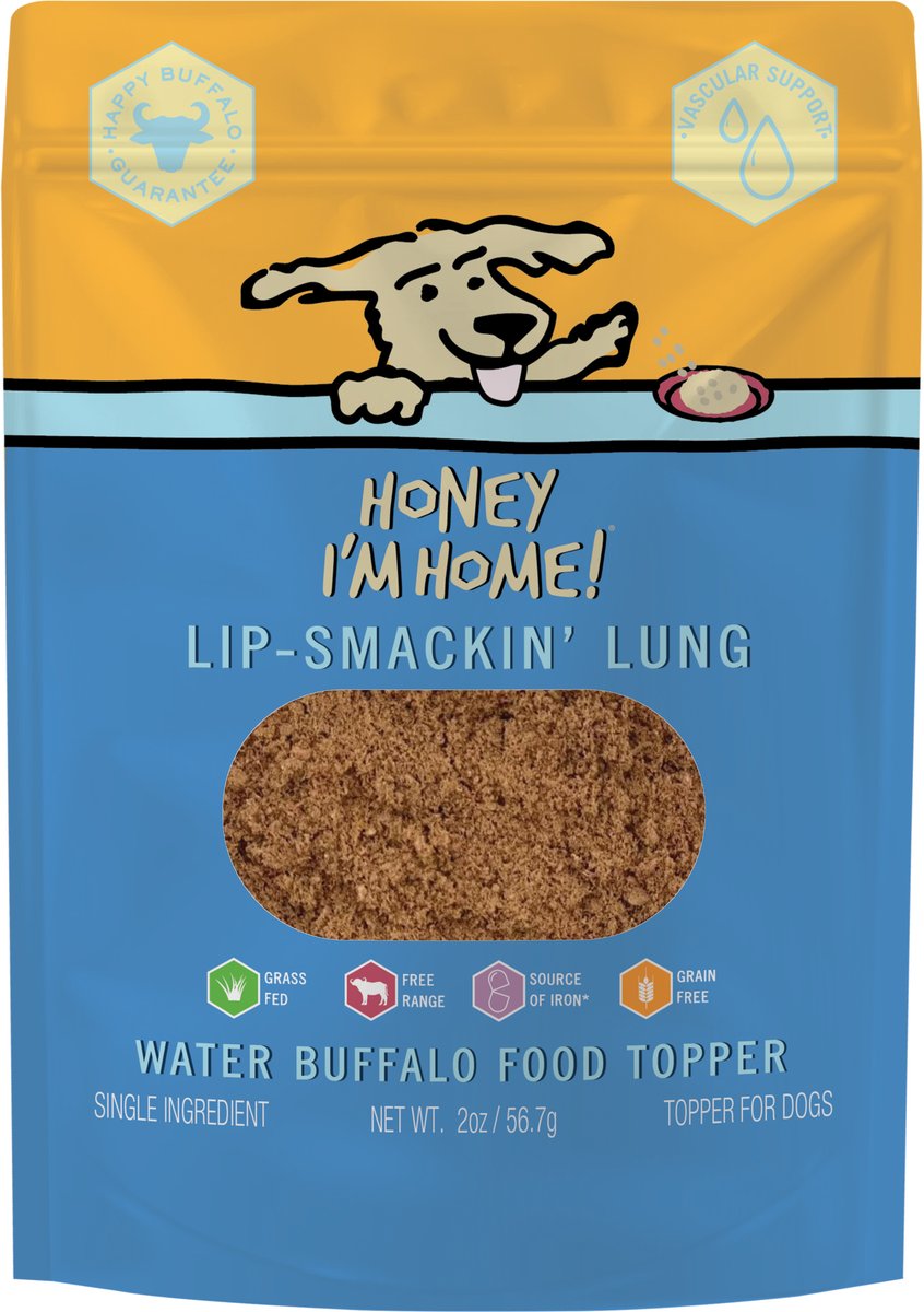 Honey I&#39;m Home Lip-Smackin&#39; Lung Water Buffalo Dog Food Topper