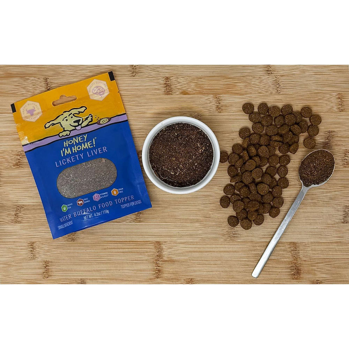 Honey I&#39;m Home Lickety Liver Water Buffalo Dog Food Topper