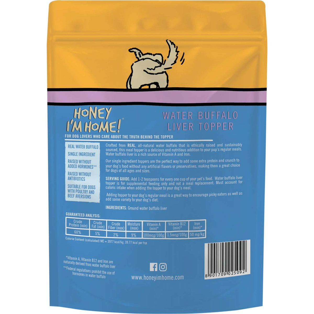 Honey I&#39;m Home Lickety Liver Water Buffalo Dog Food Topper