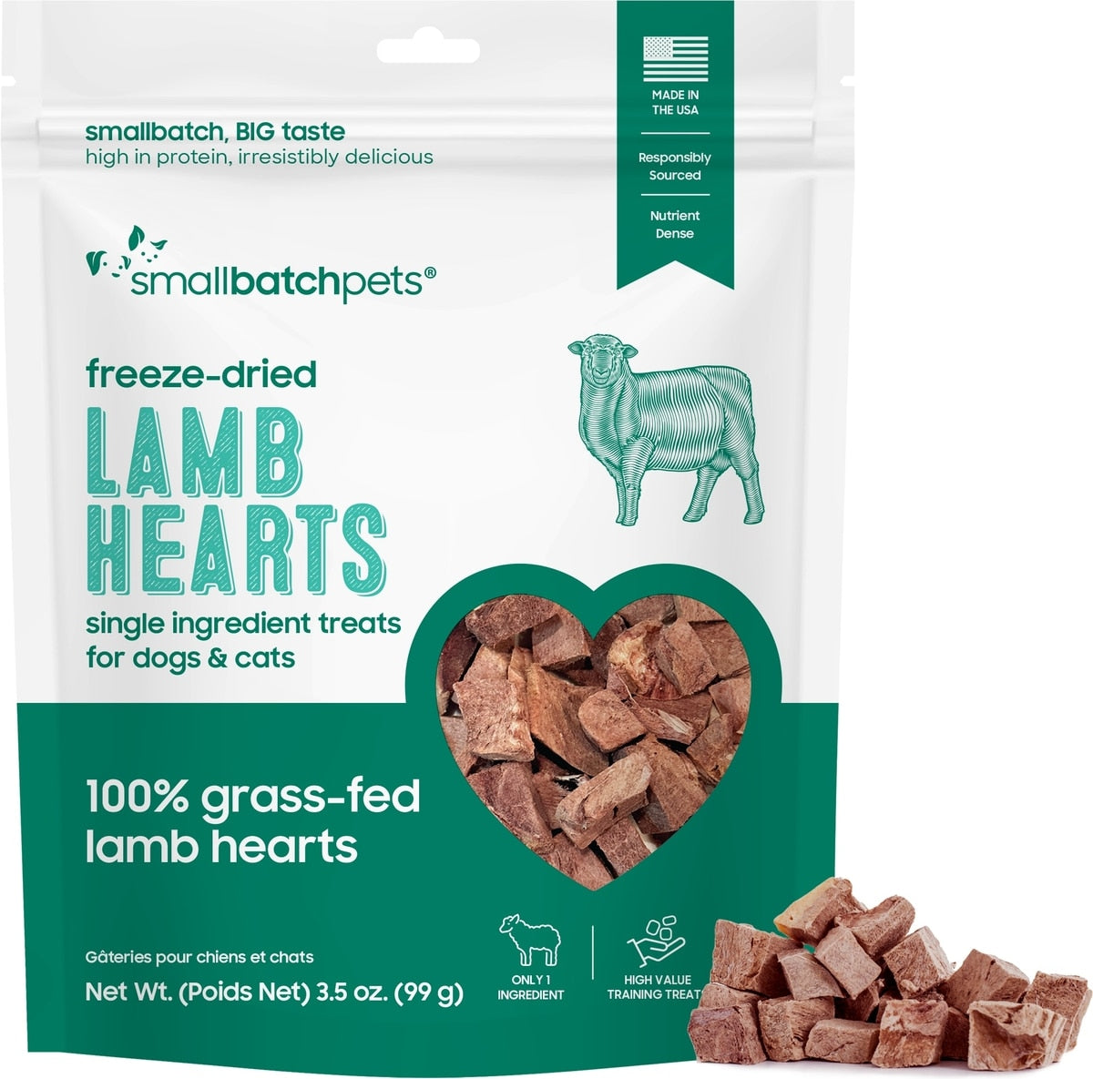Small Batch Freeze-Dried Lamb Hearts Dog & Cat Treats