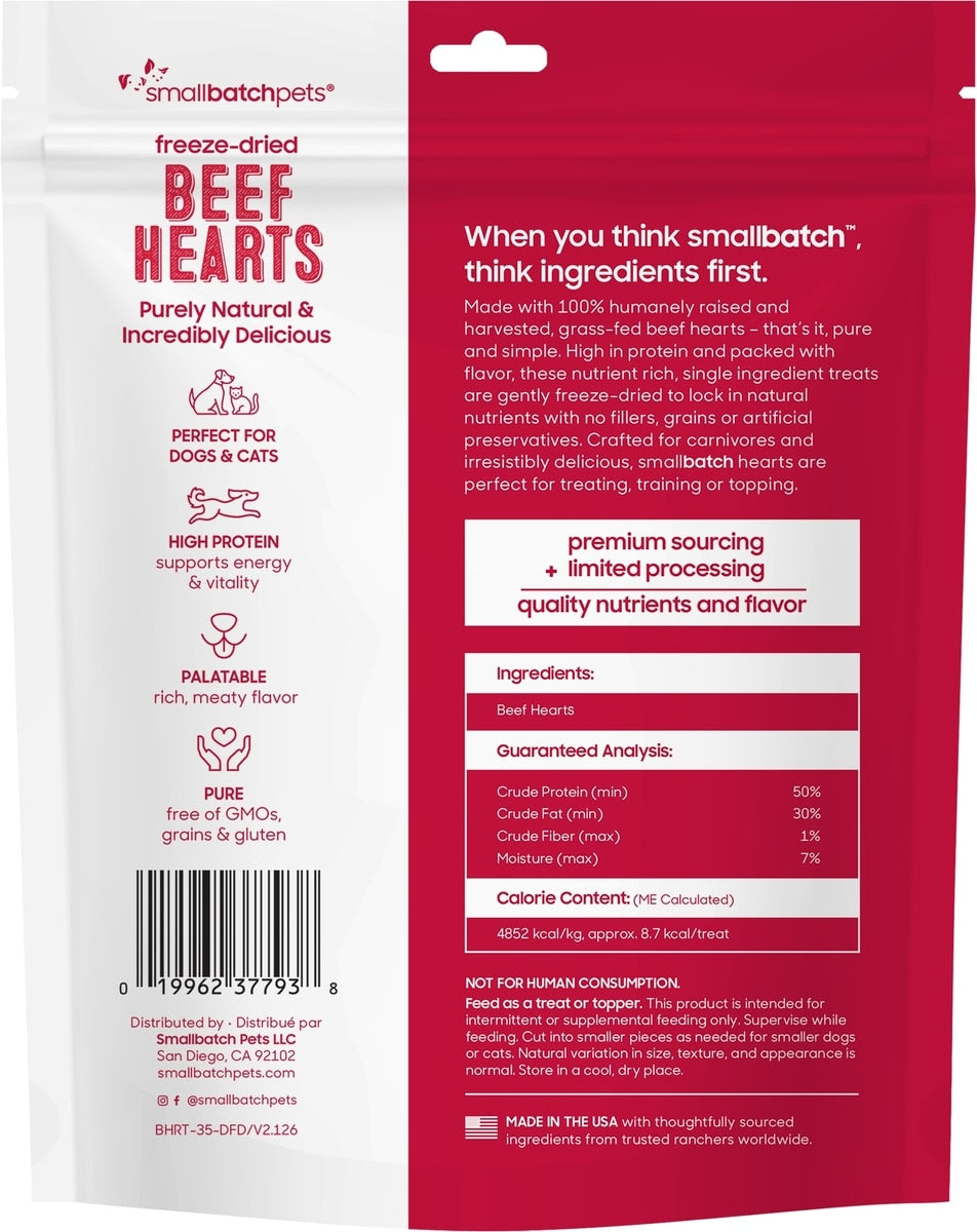 Small Batch Freeze-Dried Beef Hearts Dog & Cat Treats