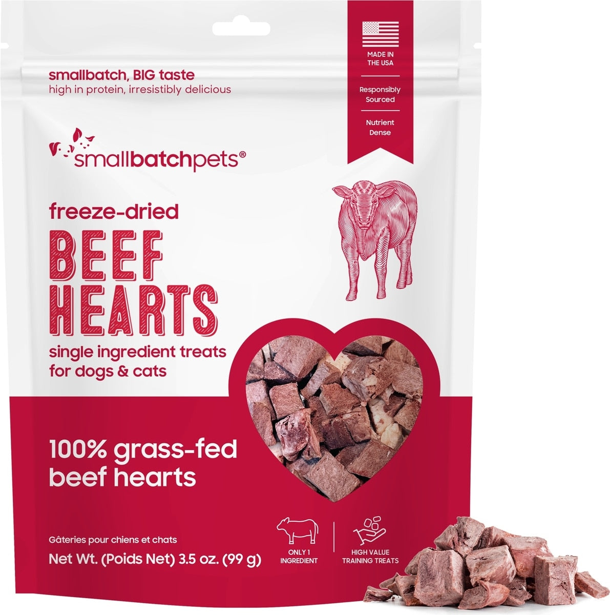 Small Batch Freeze-Dried Beef Hearts Dog & Cat Treats