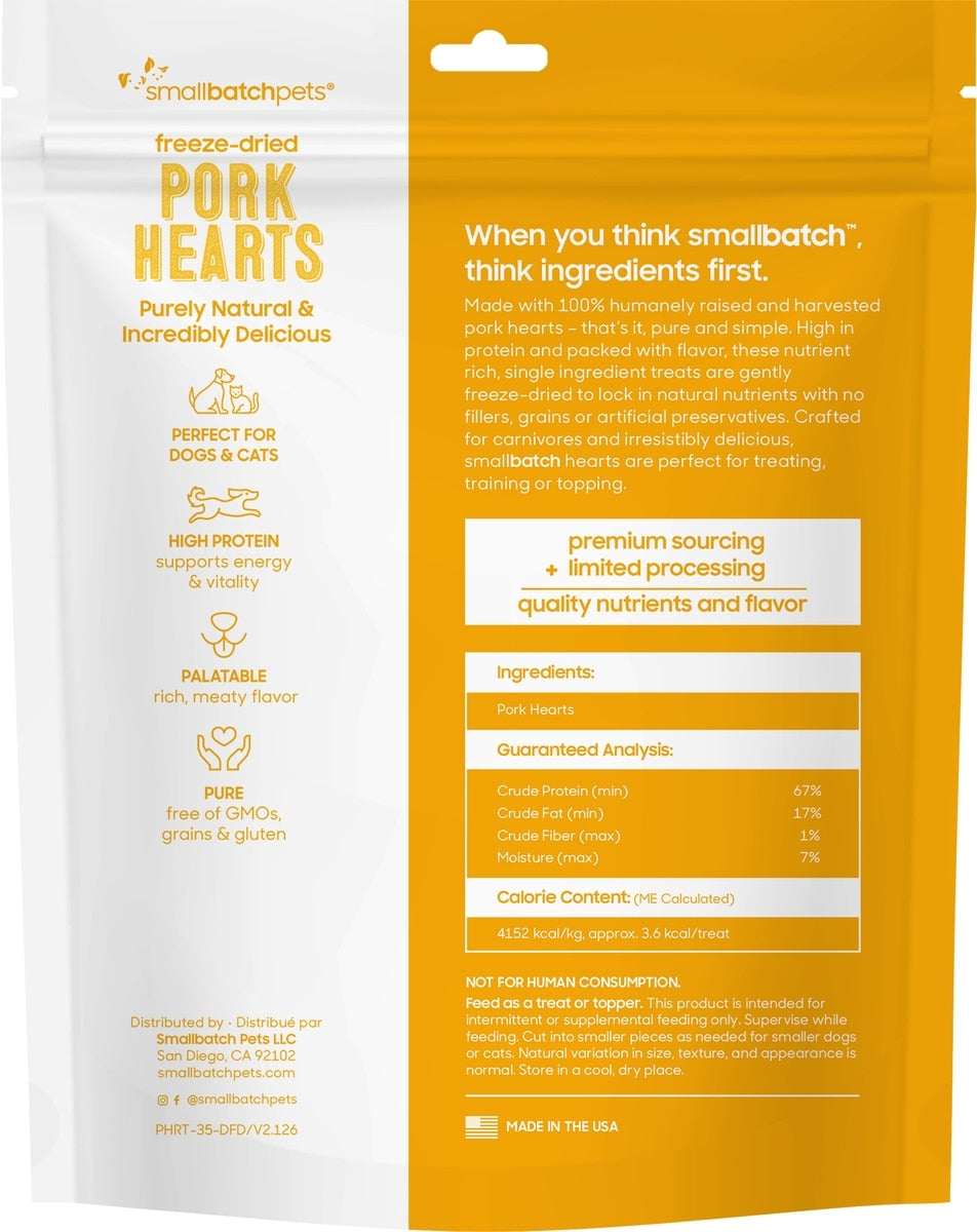 Small Batch Freeze-Dried Pork Hearts Dog & Cat Treats