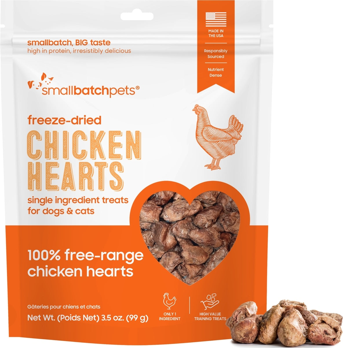 Small Batch Freeze-Dried Chicken Hearts Dog & Cat Treats