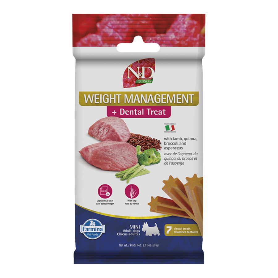 Farmina N&D Quinoa Weight Management + Dental Treats Lamb Mini Dog Treats