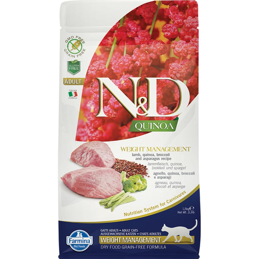 Farmina N&D Quinoa Weight Management Grain Free Lamb, Quinoa, Broccoli & Asparagus Cat Food