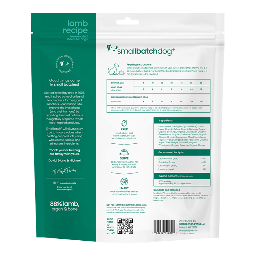 Small Batch Freeze-Dried Raw Lamb Sliders Dog Food
