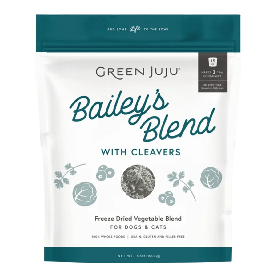 Green Juju Freeze-Dried Raw Bailey&#39;s Blend with Cleavers for Dogs &amp; Cats