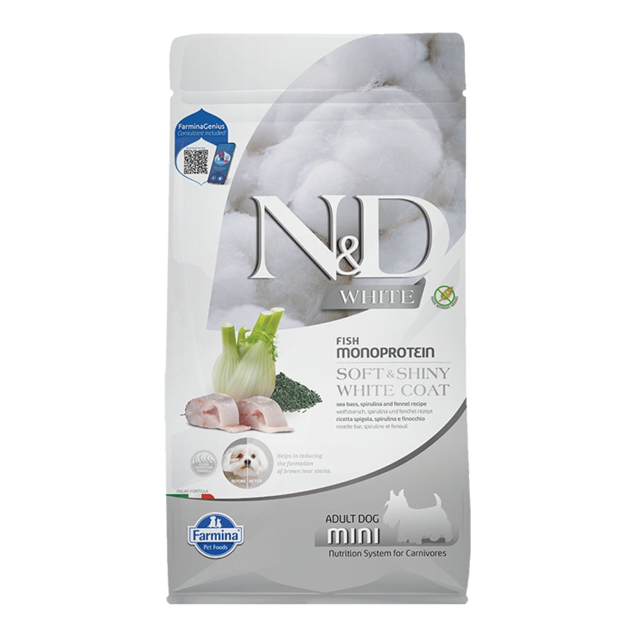 Farmina N&D White Soft & Shiny White Coat Sea Bass, Norwegian Kelp & Fennel Mini Dog Food