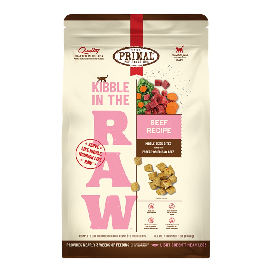 Primal Kibble in the Raw Freeze-Dried Raw Beef Cat Food