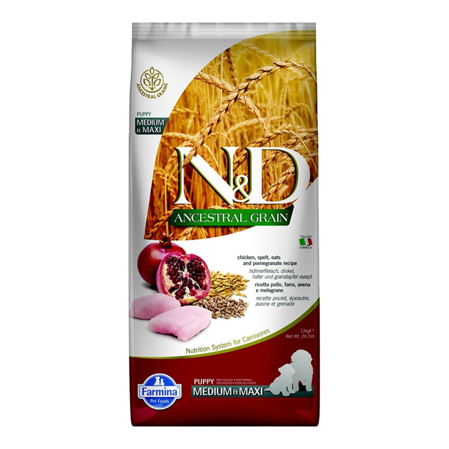 Farmina N&D Ancestral Grains Chicken & Pomegranate Puppy Medium & Maxi Dog Food