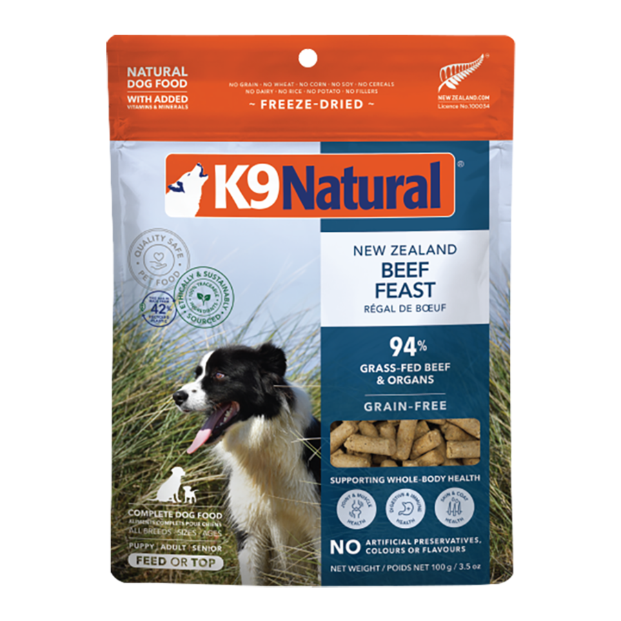 K9 Natural Freeze-Dried Beef Feast Topper or Dog Food