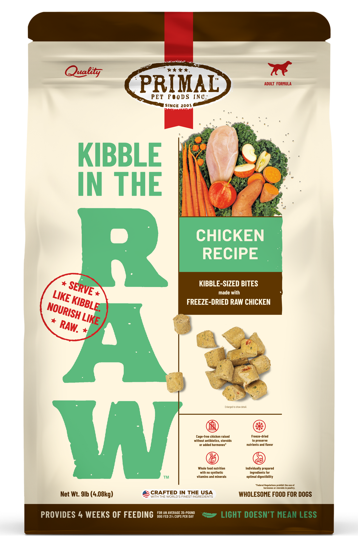 Primal Kibble in the Raw Freeze-Dried Raw Chicken Dog Food