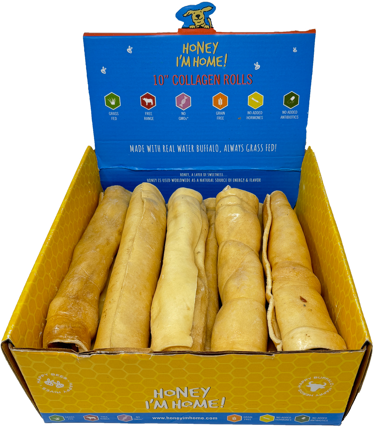 Honey I&#39;m Home! Water Buffalo Collagen Roll Dog Chews