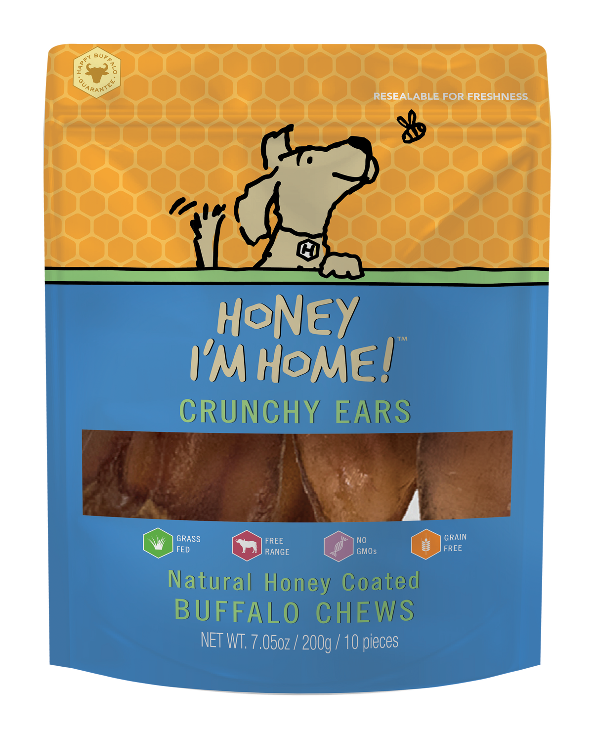 Honey I&#39;m Home! Crunchy Water Buffalo Ears Dog Chews