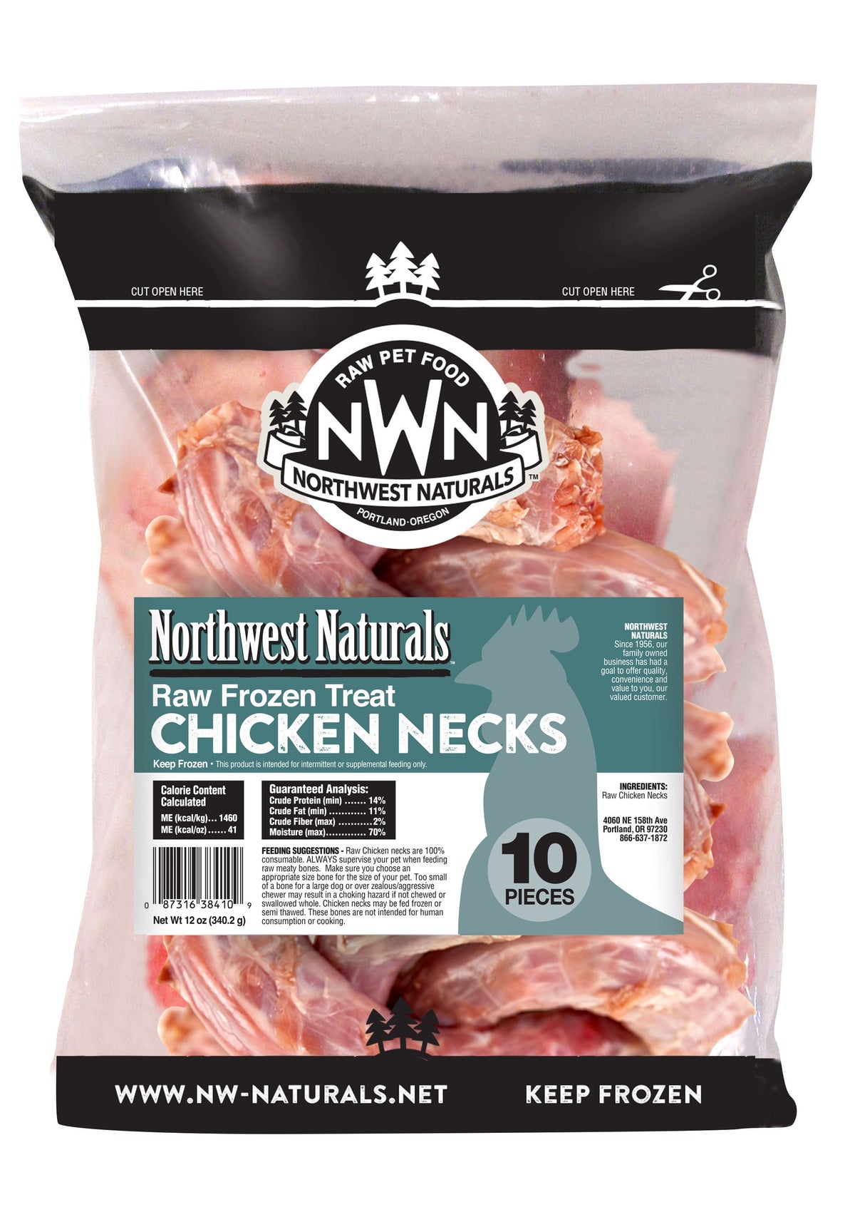 Northwest Naturals Frozen Raw Chicken Necks Dog &amp; Cat Chews