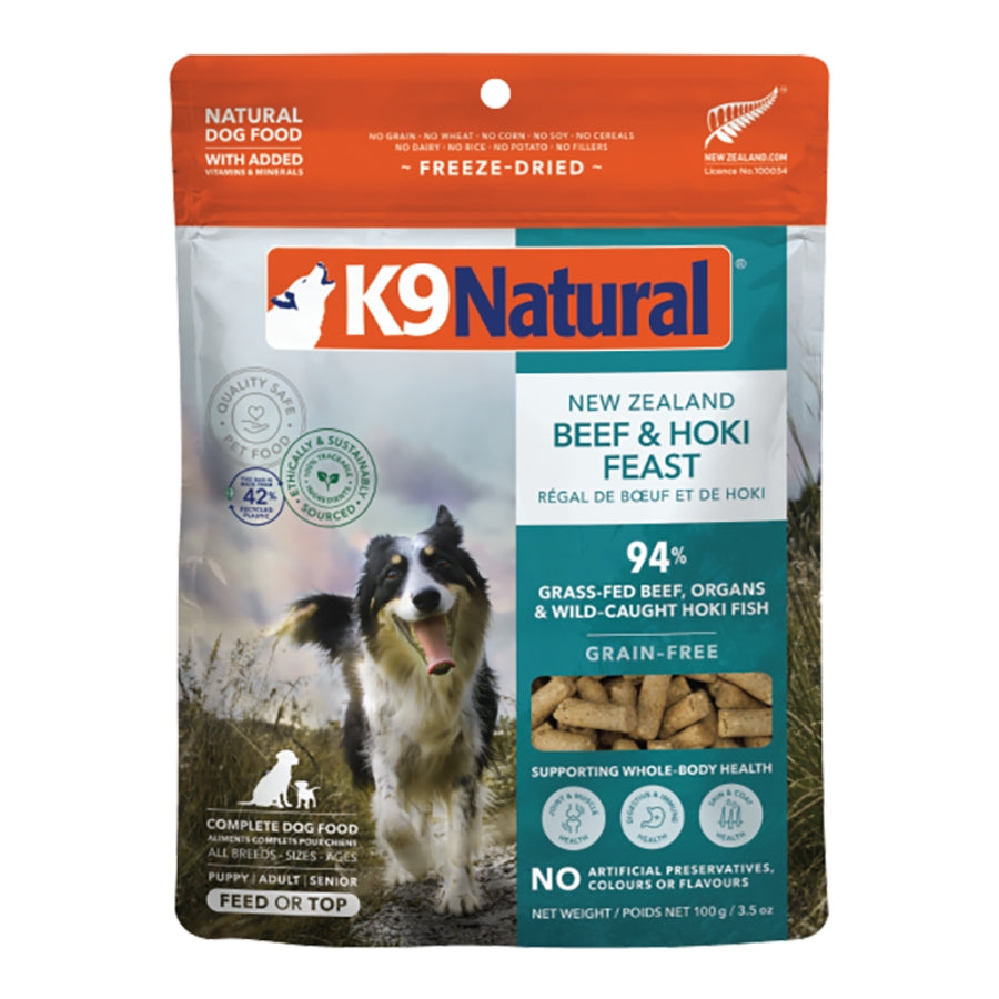K9 Natural Freeze-Dried Hoki &amp; Beef Feast Topper or Dog Food