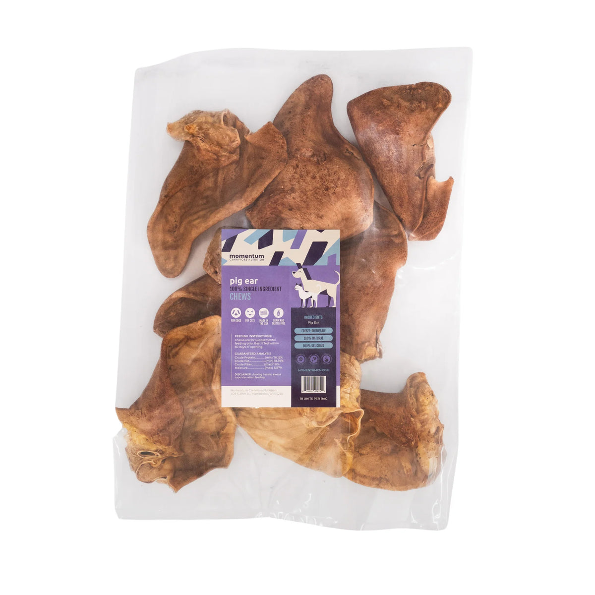 Momentum Carnivore Nutrition Freeze-Dried Pig Ear Dog Chews