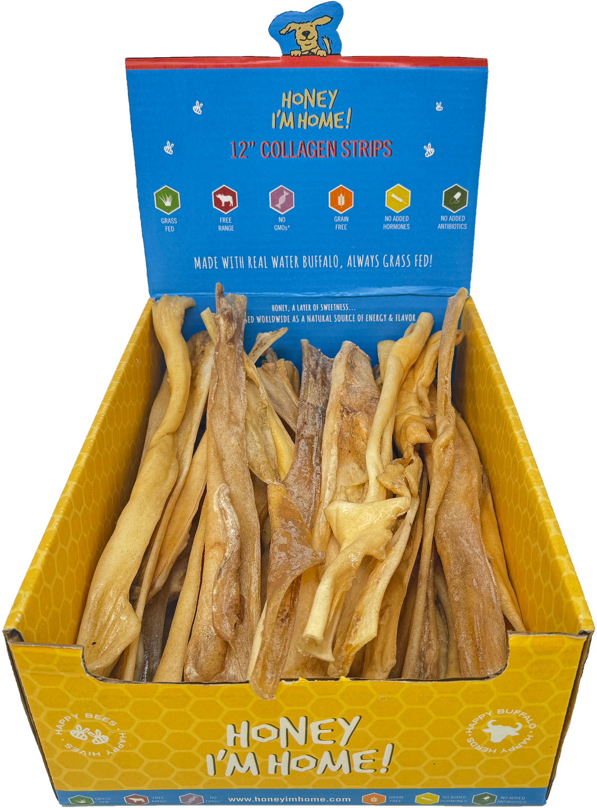 Honey I&#39;m Home! Water Buffalo Collagen Strips Dog Treats