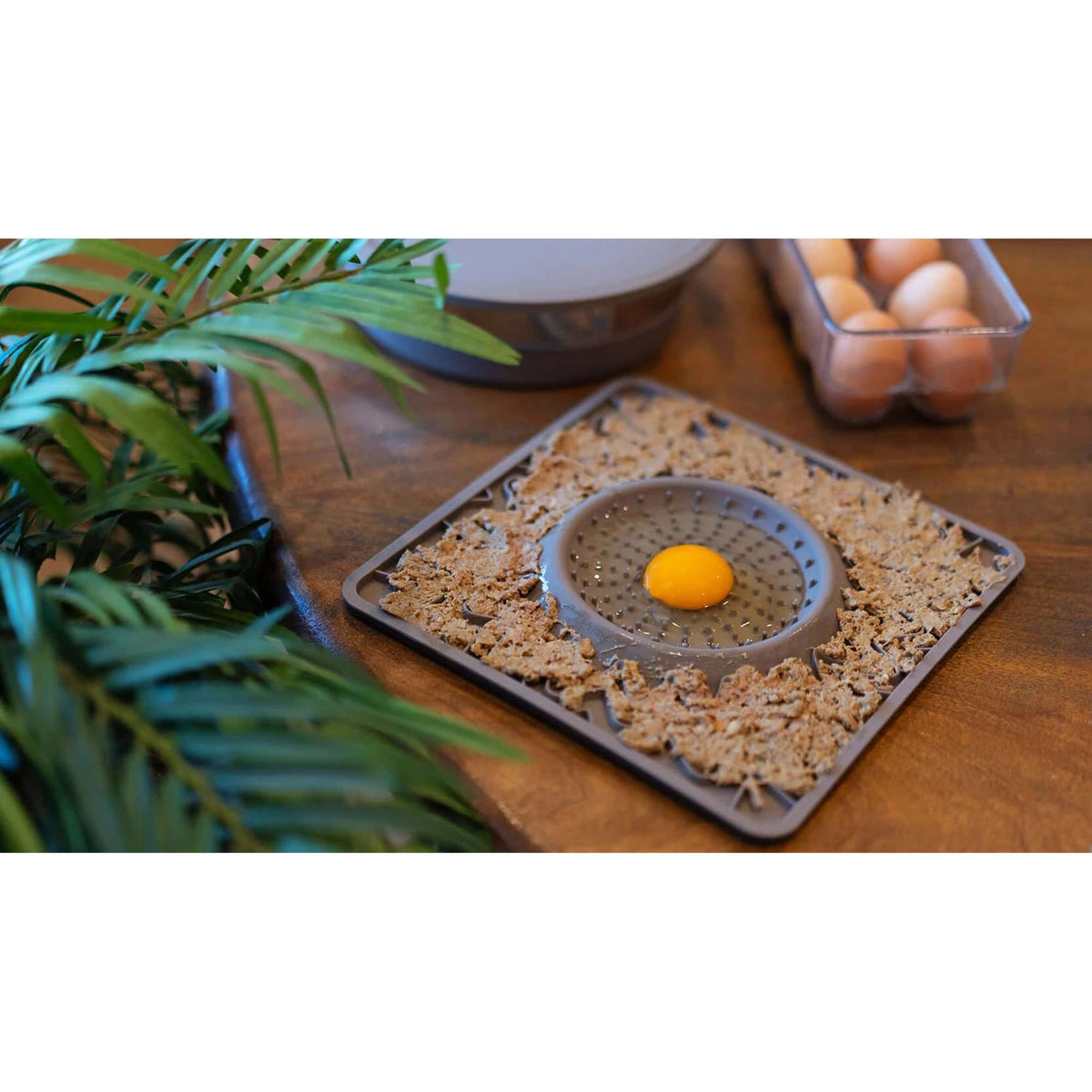 Messy Mutts Framed (Spill Resistant) Silicone Lick Mat with Bowl Center for Dogs and Cats