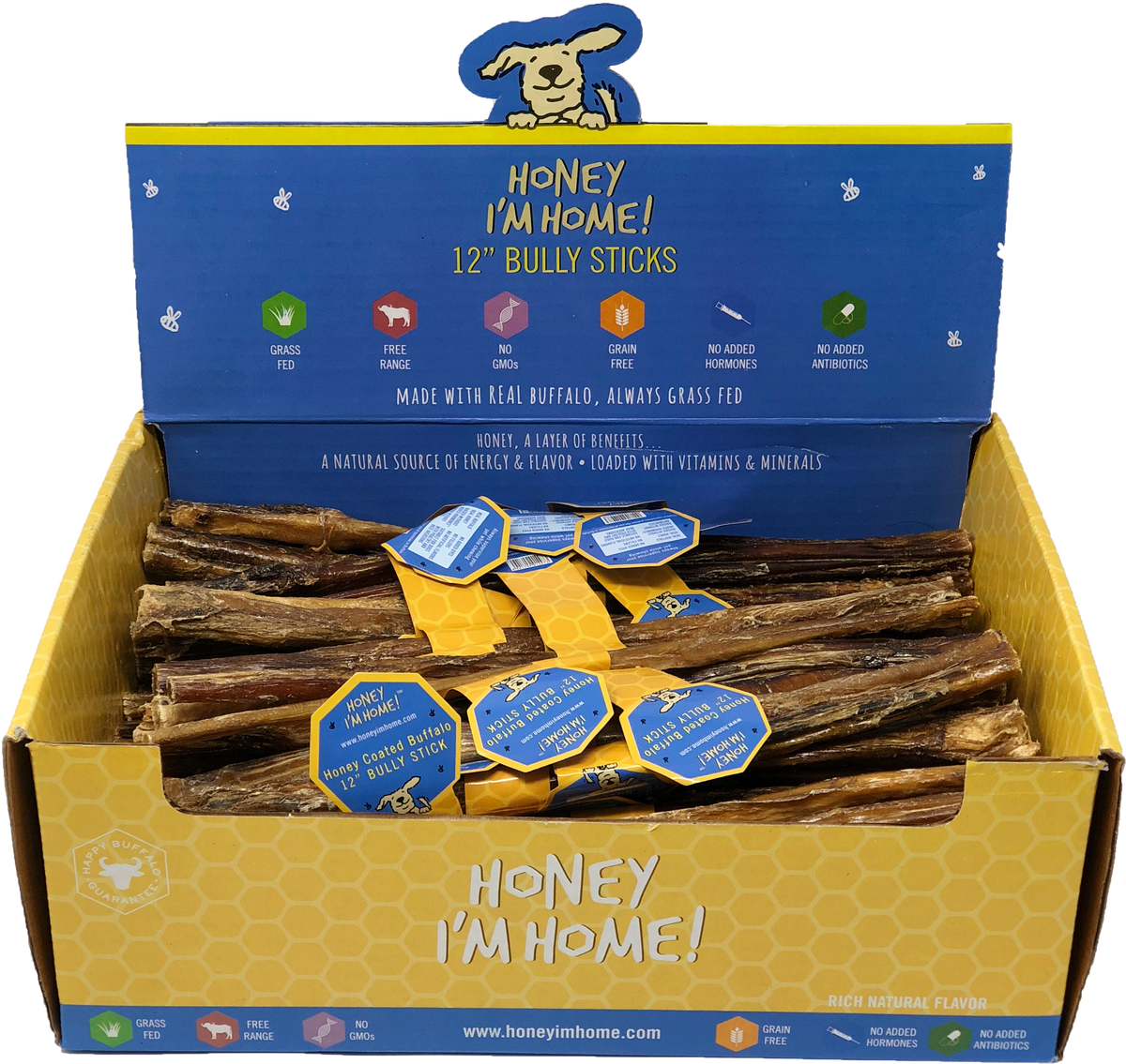 Honey I&#39;m Home! Water Buffalo Bully Sticks Dog Chews