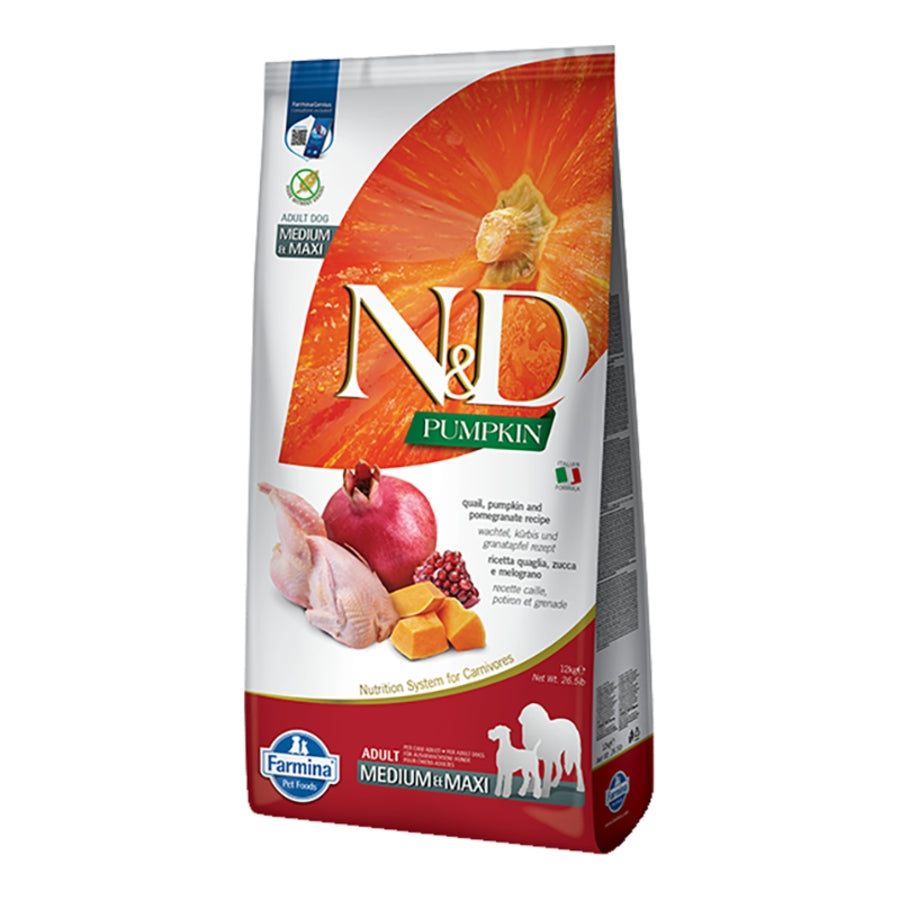 Farmina N&D Pumpkin Grain Free Quail, Pumpkin & Pomegranate Medium & Maxi Dog Food