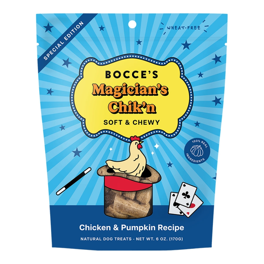 Bocce&#39;s Bakery Magician&#39;s Chik&#39;n Chicken &amp; Pumpkin Soft &amp; Chewy Dog Treats