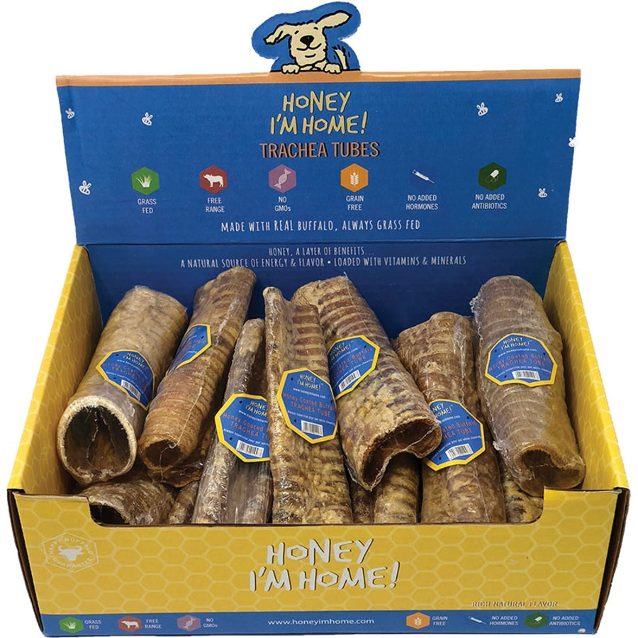 Honey I&#39;m Home! Water Buffalo Trachea Tubes Dog Chews