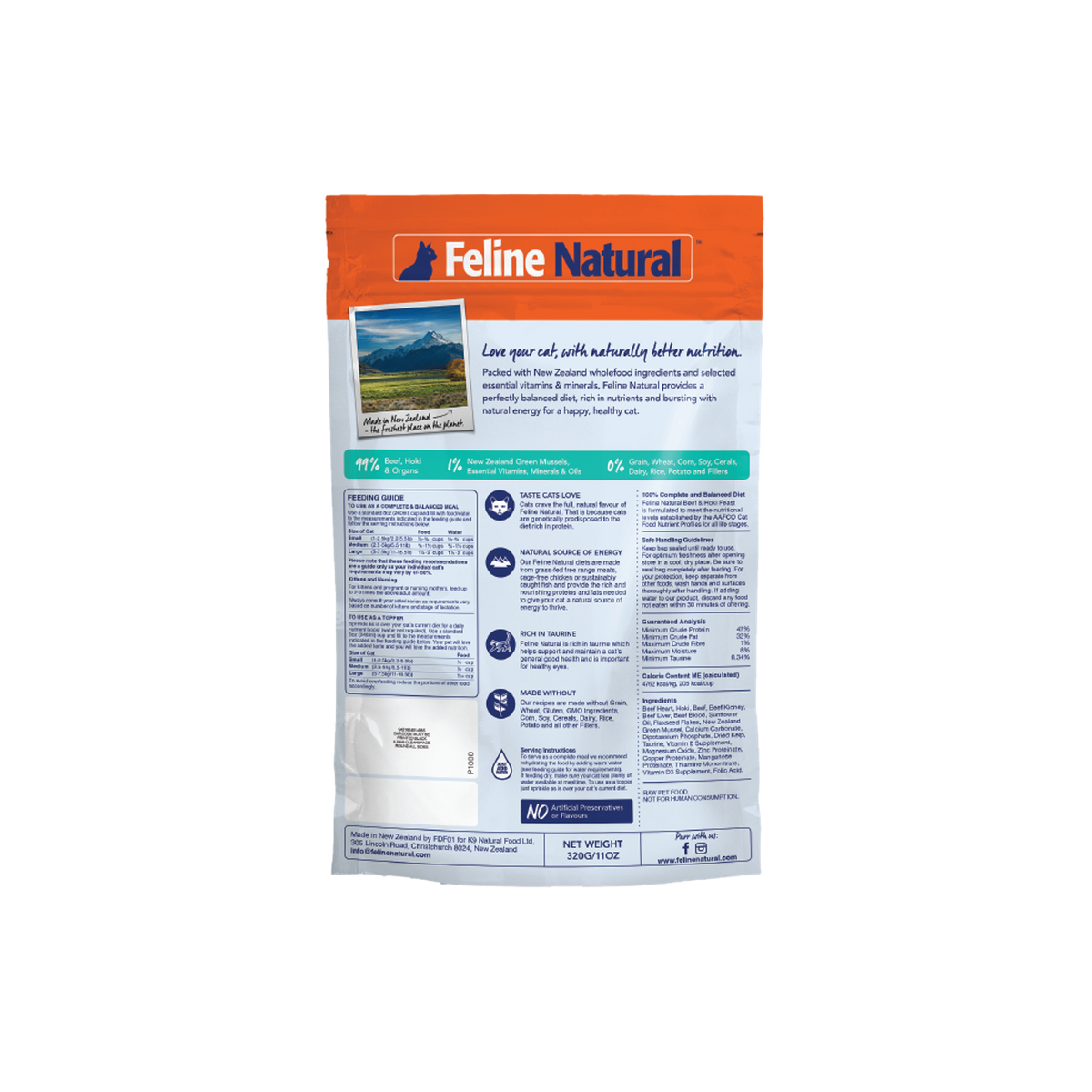 Feline Natural Freeze-Dried Beef &amp; Hoki Feast Topper or Cat Food