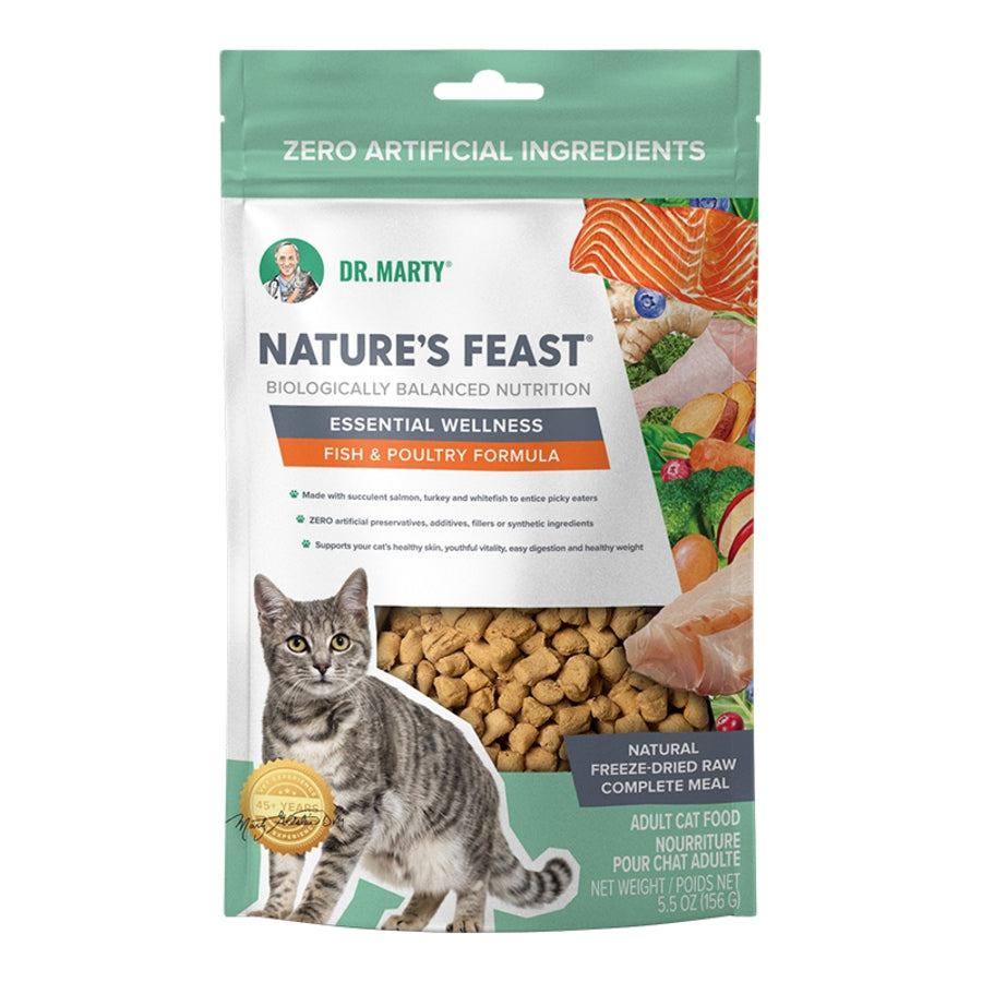 Dr. Marty Freeze-Dried Raw Nature&#39;s Feast Essential Wellness Fish &amp; Poultry Cat Food