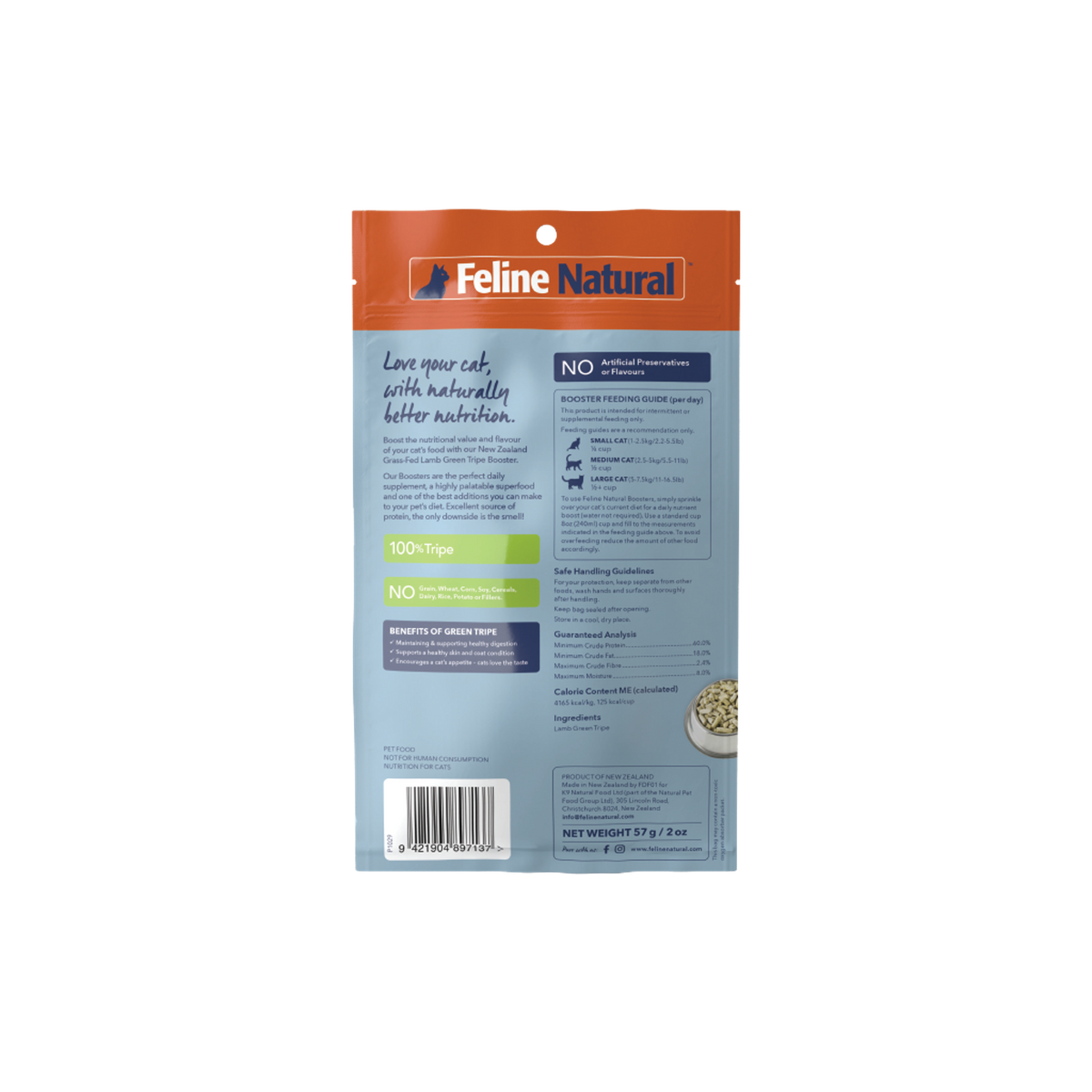 Feline Natural Freeze-Dried Booster Lamb Green Tripe Cat Supplement