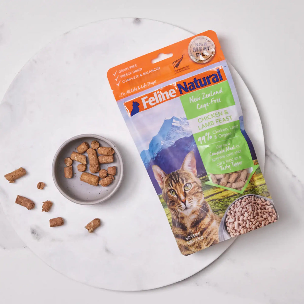 Feline Natural Freeze-Dried Chicken &amp; Lamb Feast Topper or Cat Food