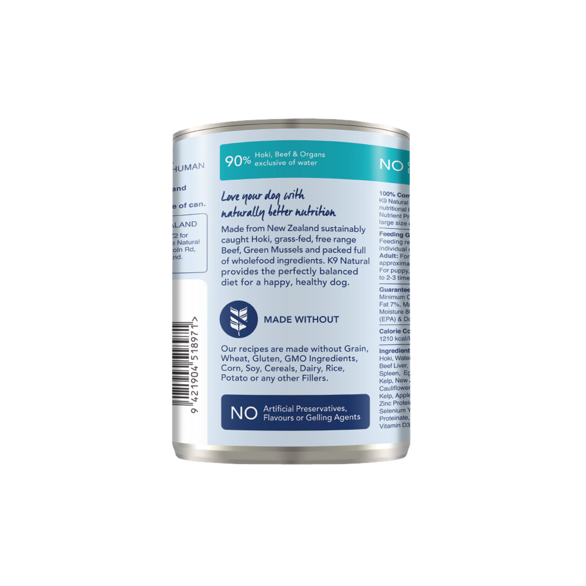K9 Natural Grain Free Hoki &amp; Beef Feast Canned Dog Food