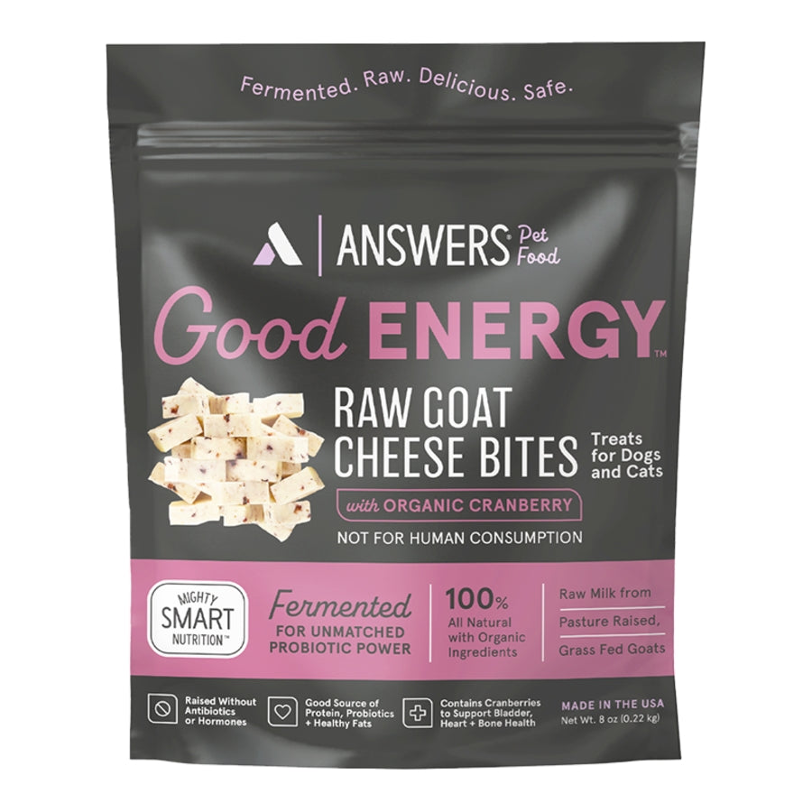 Answers Good Energy Raw Goat Cheese Bites with Cranberry Frozen Dog &amp; Cat Treats
