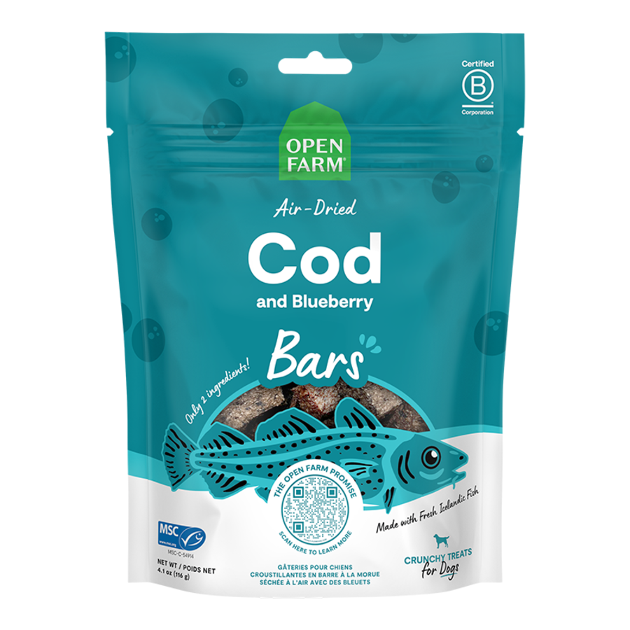 Open Farm Air-Dried Cod & Blueberry Bars Dog Treats