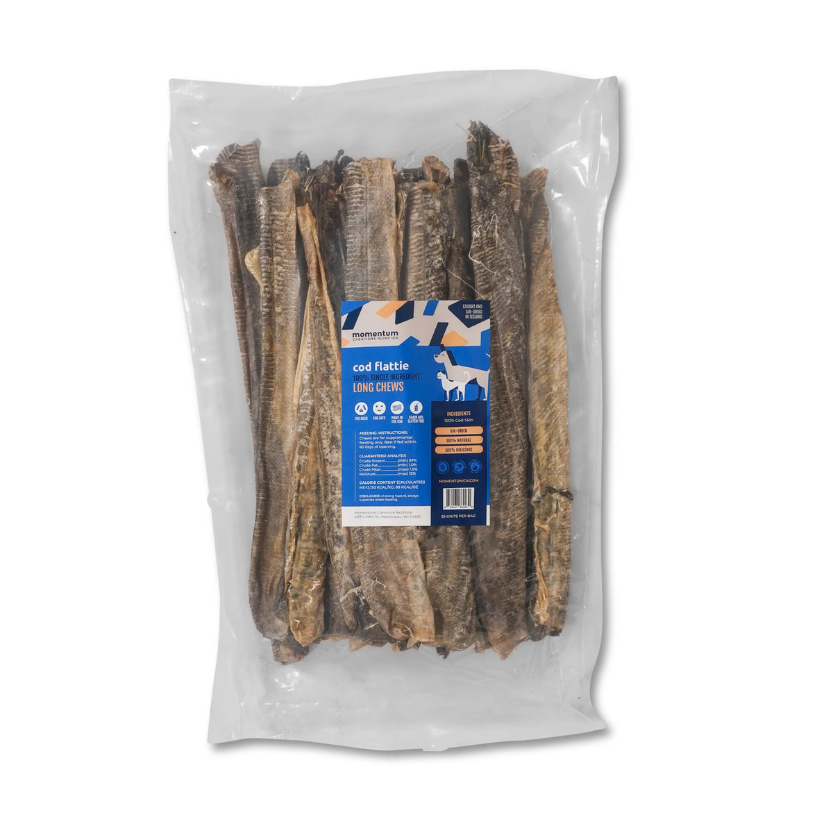 Momentum Carnivore Nutrition Freeze-Dried Cod Flattie Long Dog Chews