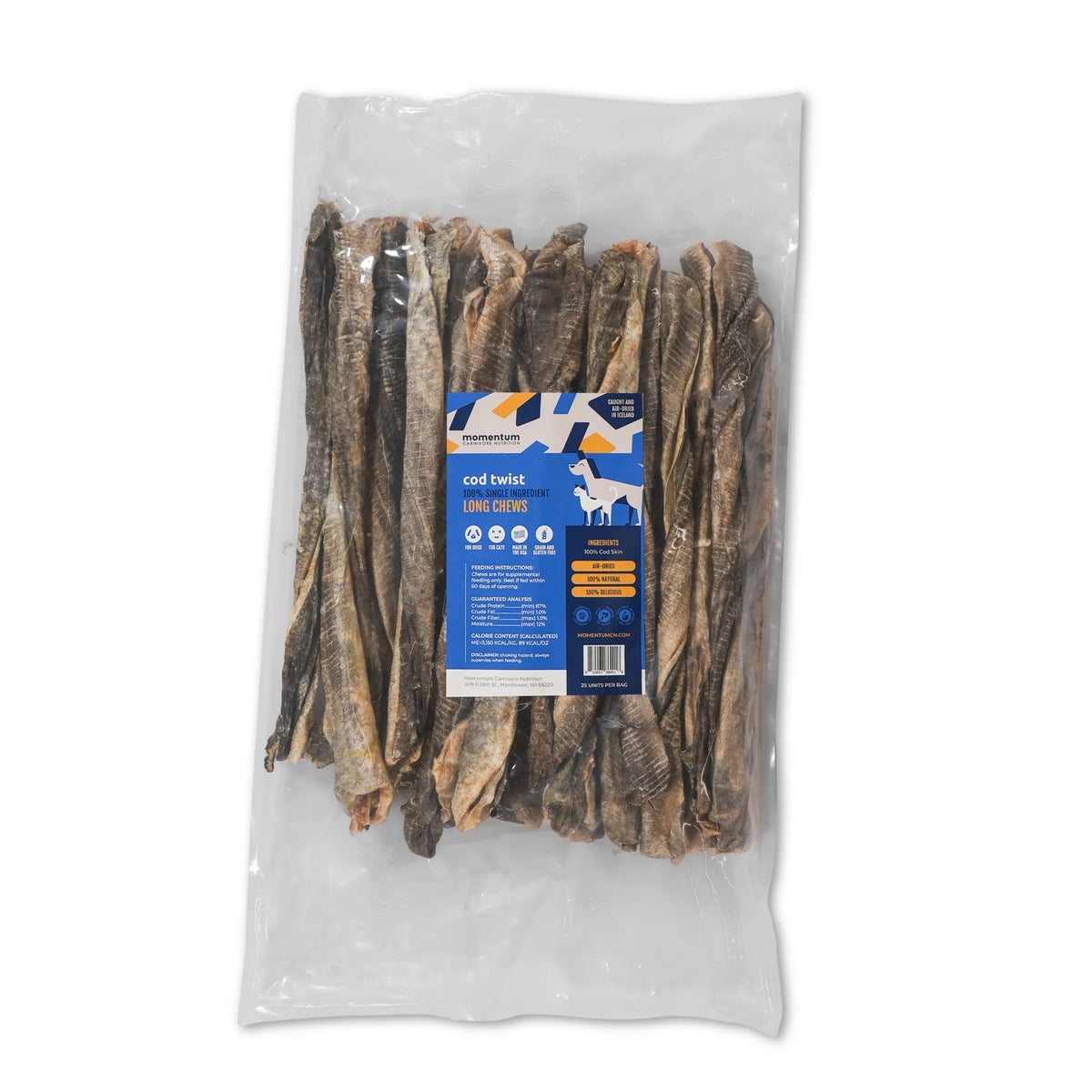 Momentum Carnivore Nutrition Freeze-Dried Cod Twist Long Dog Chews