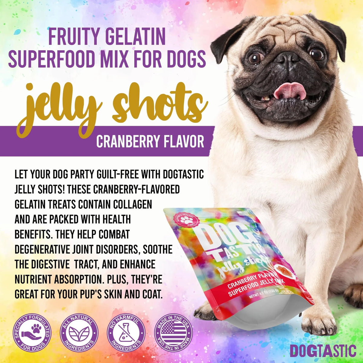 SodaPup Dogtastic Jelly Shots Gelatin Mix For Dogs - Cranberry Flavor