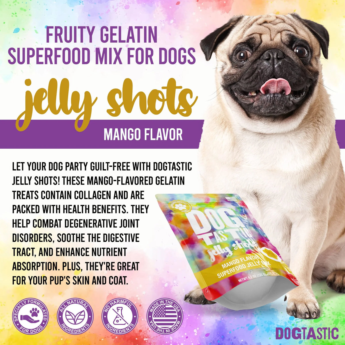 SodaPup Dogtastic Jelly Shots Gelatin Mix For Dogs - Mango Flavor