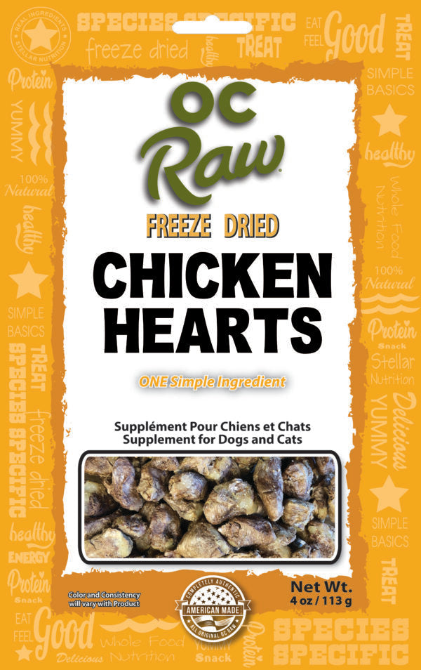 OC Raw Freeze-Dried Raw Chicken Hearts Dog &amp; Cat Treats