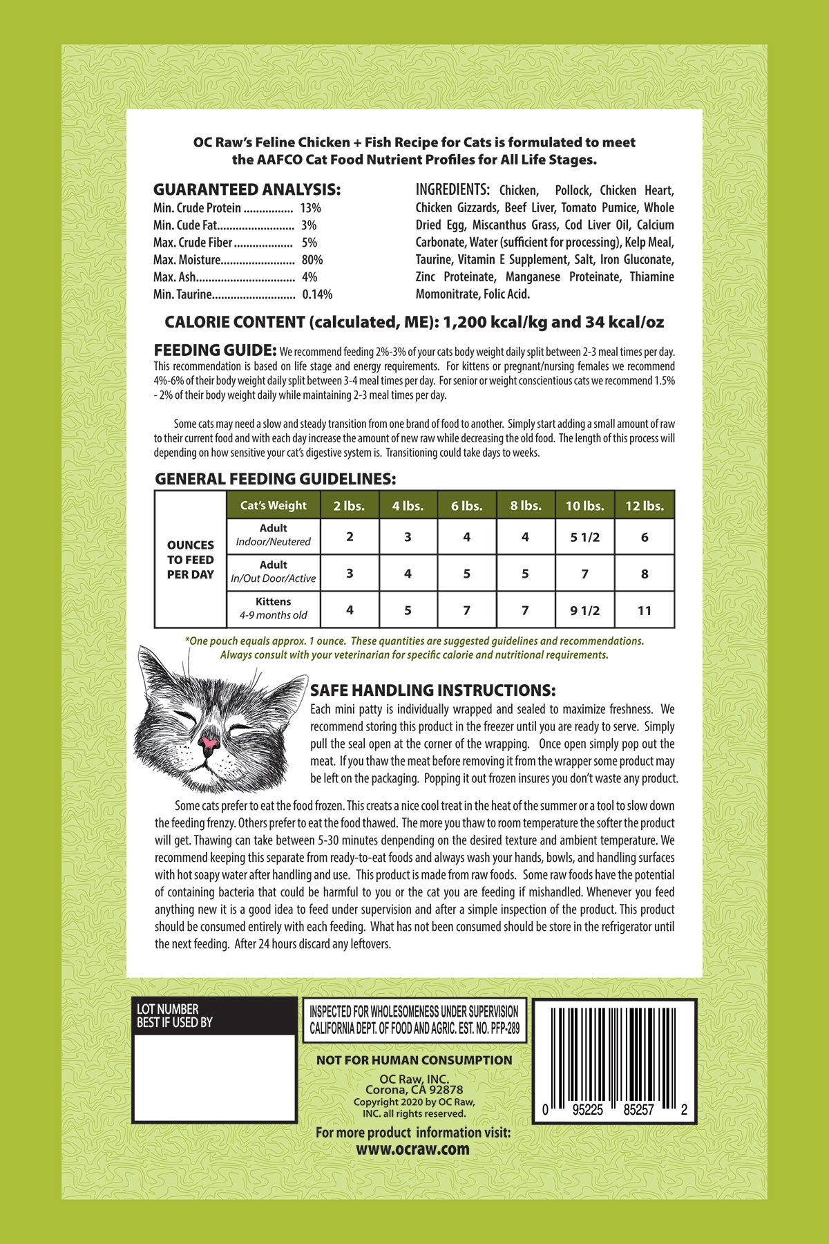OC Raw Chicken &amp; Fish Frozen Raw Cat Food