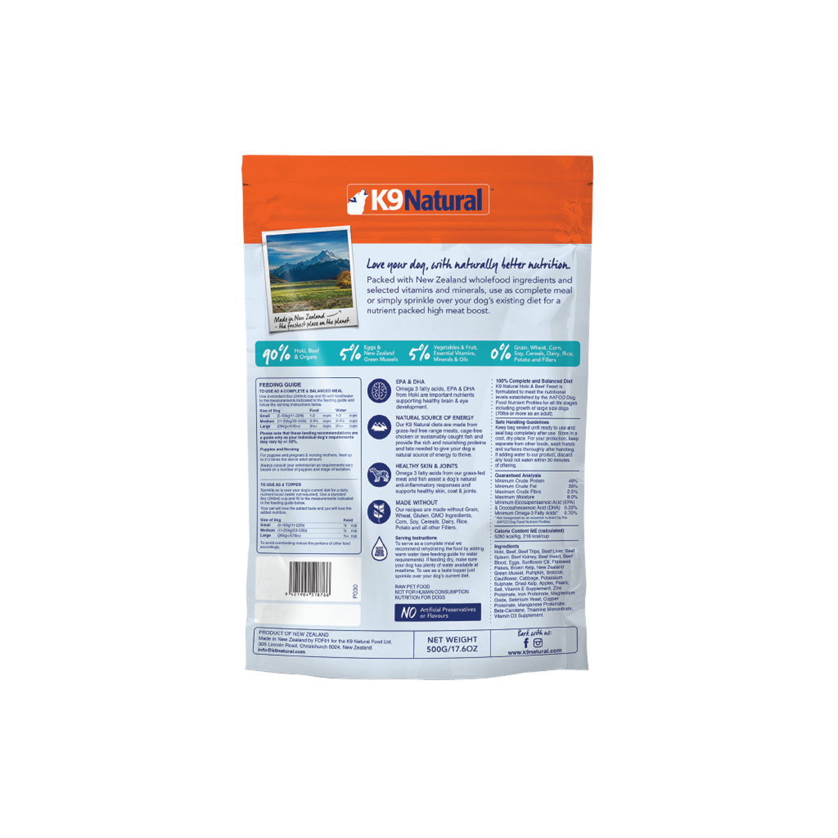 K9 Natural Freeze-Dried Hoki &amp; Beef Feast Topper or Dog Food