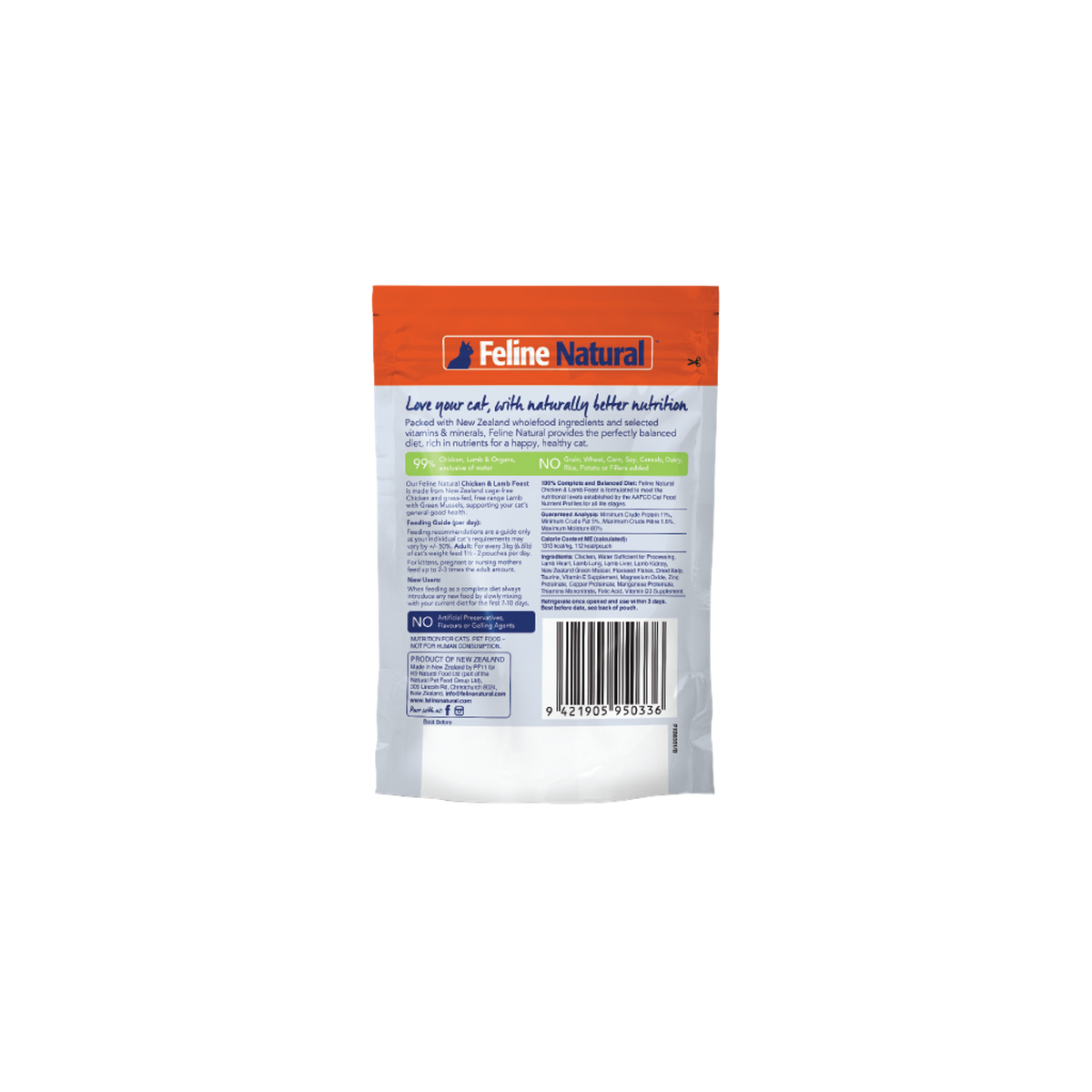 Feline Natural Grain Free Chicken &amp; Lamb Feast Cat Food Pouch