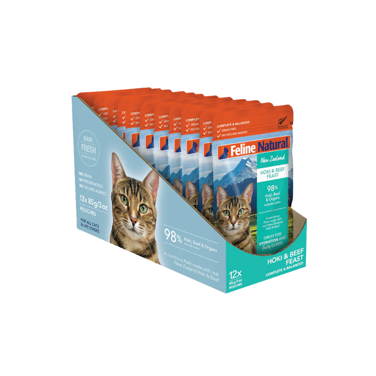 Feline Natural Grain Free Hoki &amp; Beef Feast Cat Food Pouch