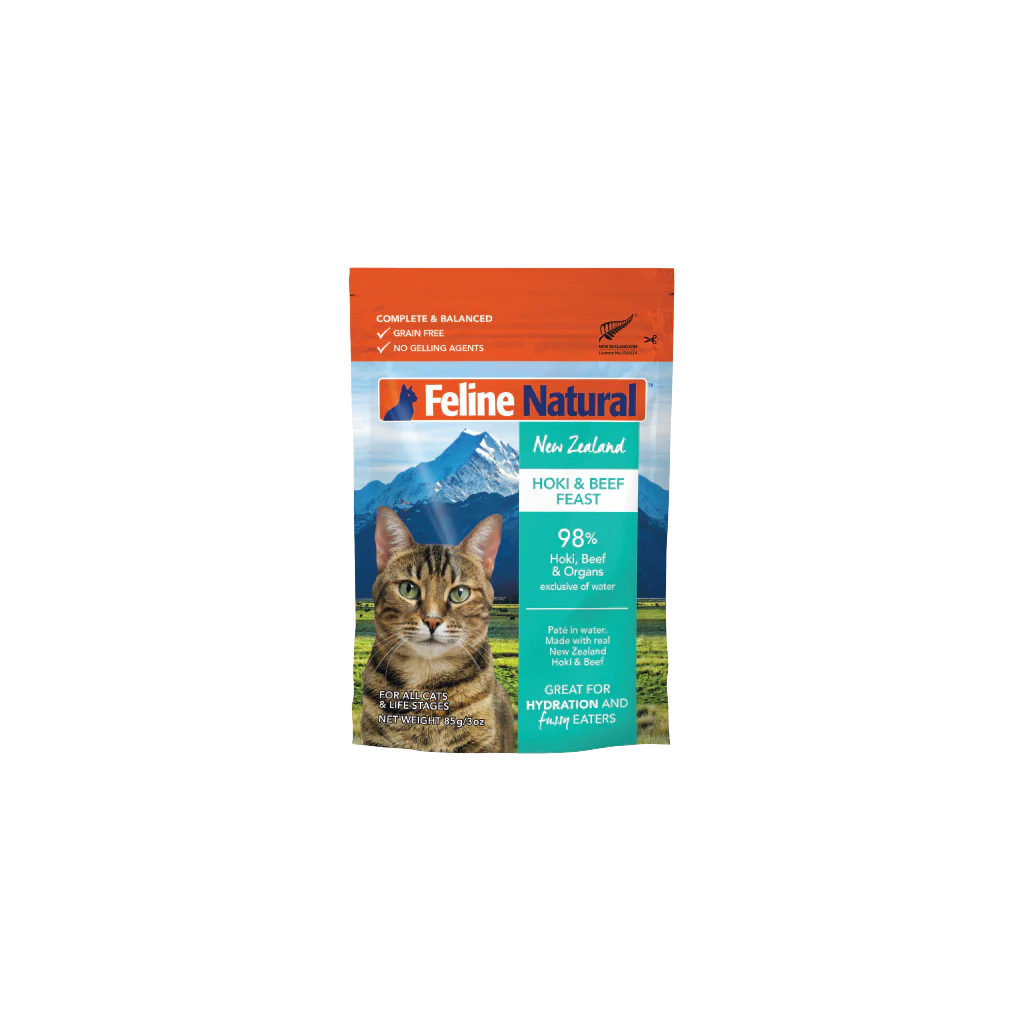 Feline Natural Grain Free Hoki &amp; Beef Feast Cat Food Pouch