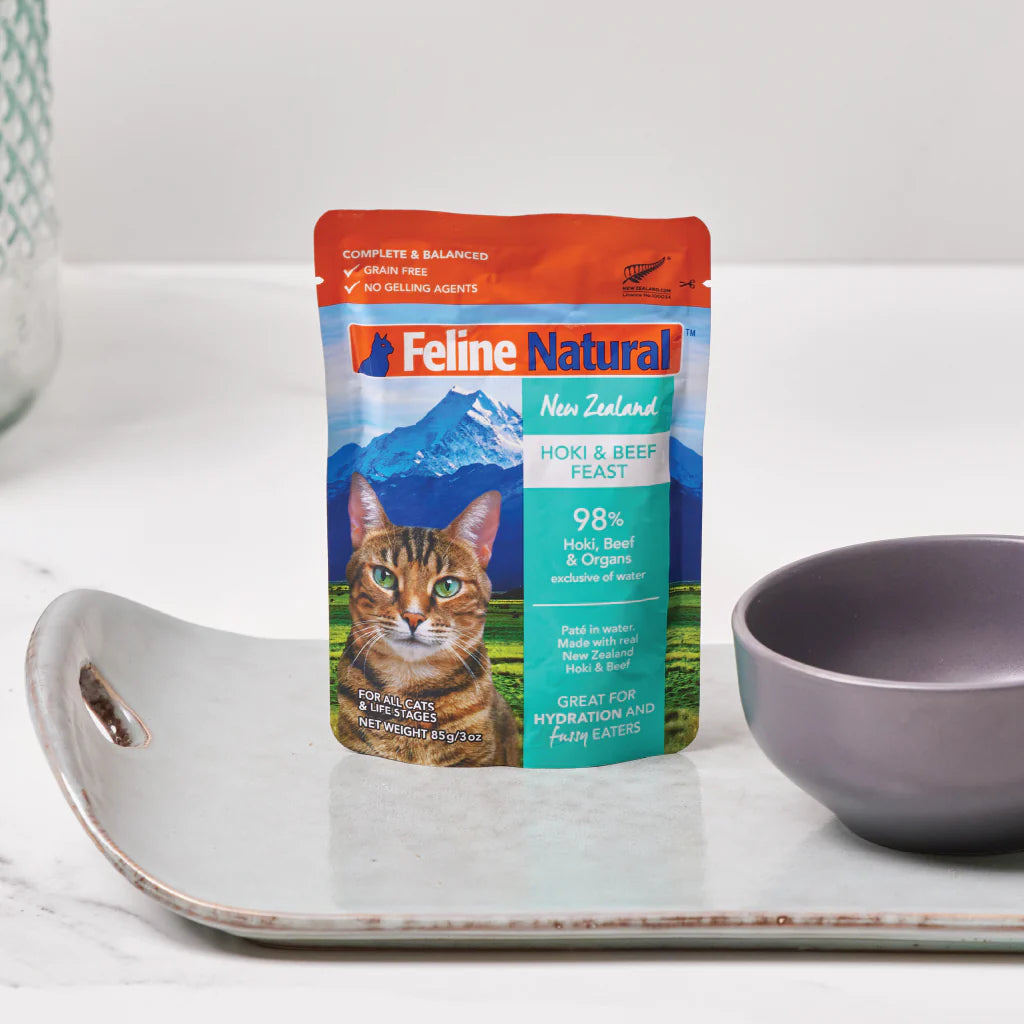 Feline Natural Grain Free Hoki &amp; Beef Feast Cat Food Pouch