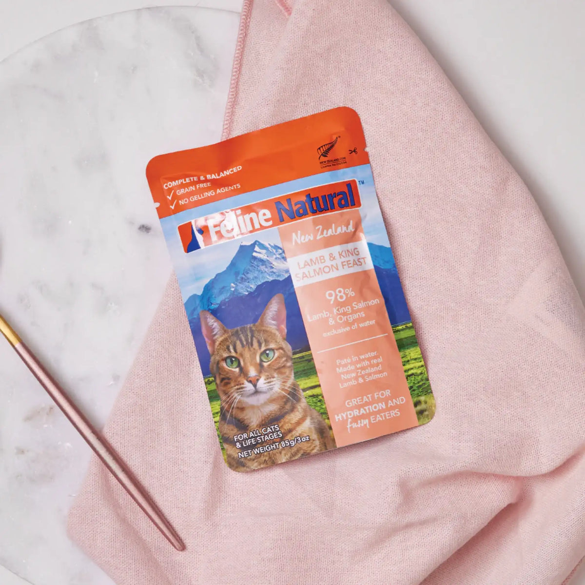 Feline Natural Grain Free Lamb &amp; King Salmon Cat Food Pouch